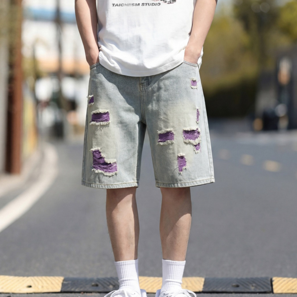 Men's Lined Ripped Denim Short – обзор и цена Fly Line